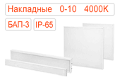 Накладные диммируемые 0-10 аварийные с БАП-3 светодиодные светильники IP65 Нейтральные